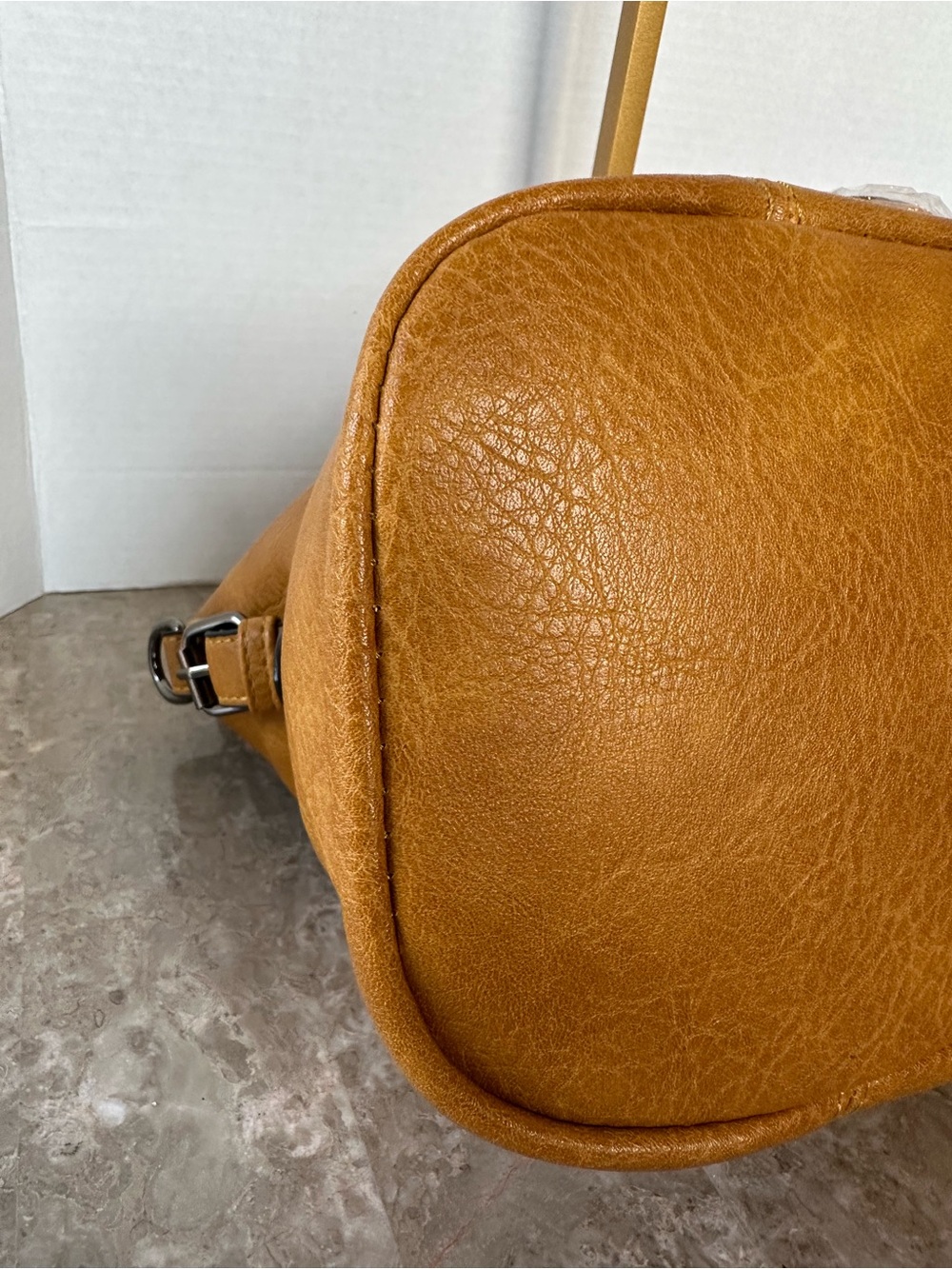Edgy Distressed Mustard Satchel Crossbody Handbag Classic Chis Fall Hobo Purse - Picture 8 of 10